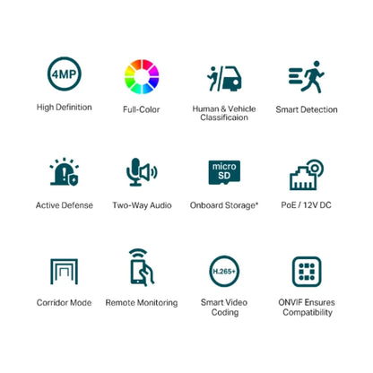 TP-Link VIGI C440 4MP Full-Color Turret Network Camera H.265+ AI Detection-tpstech.in