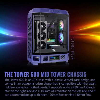 Thermaltake Tower 600 Future Dusk ATX Mid Tower Chassis with Octagonal Vertical Design-tpstech.in