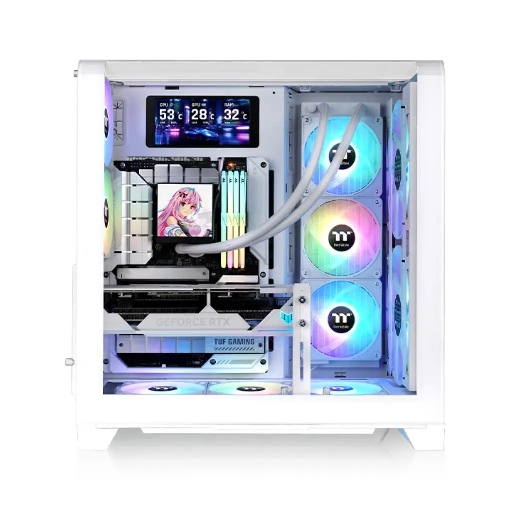 Thermaltake View 390 Air Snow ATX Mid Tower PC Case with Curved Tempered Glass & Mesh Front Panel-tpstech.in