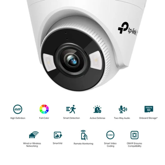 VIGI C440-W 4MP Full-Color Wi-Fi Turret Network Camera with Smart Detection and 24h Color Monitoring-tpstech.in