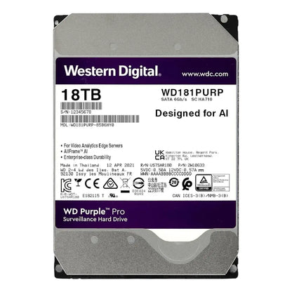 Western Digital Purple Pro 18TB 3.5" SATA 7200RPM Surveillance Hard Disk Drive-tpstech.in