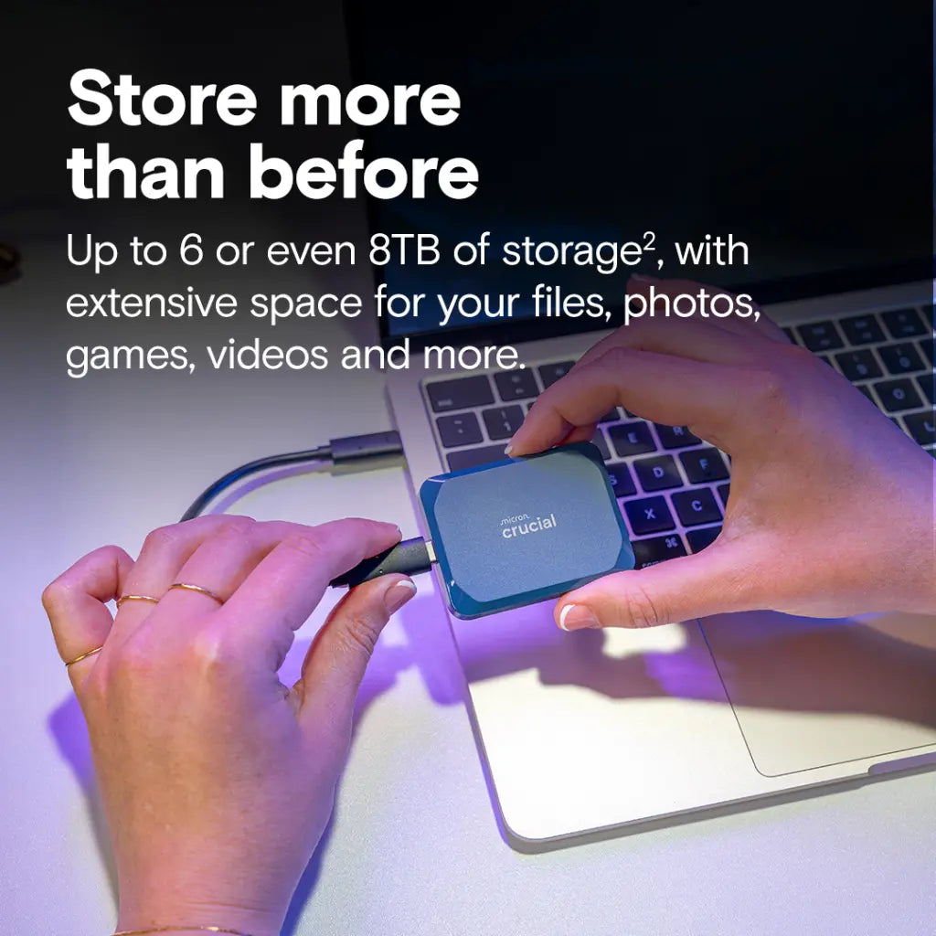 Crucial X10 2TB 2.5" USB Type C External Portable Solid State Drive - Blue