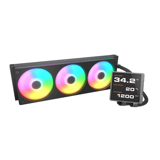 Cougar Poseidon Vistek Pro ARGB 360mm Liquid Cooler with 3.95 Inch IPS LCD Display - Black