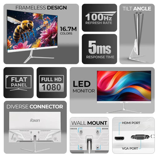 Foxin Elite Series 27" 100Hz 1ms FHD IPS Panel Flat LED Monitor