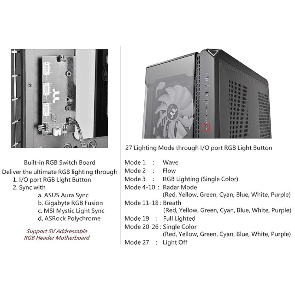 Thermaltake View 51 Tempered Glass ARGB Black E-ATX Full Tower Computer Case