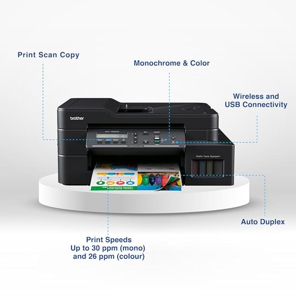 Brother DCP-T820DW Multifunction All-in-One Ink Tank Printer with Auto Duplex Wi-Fi & ADF