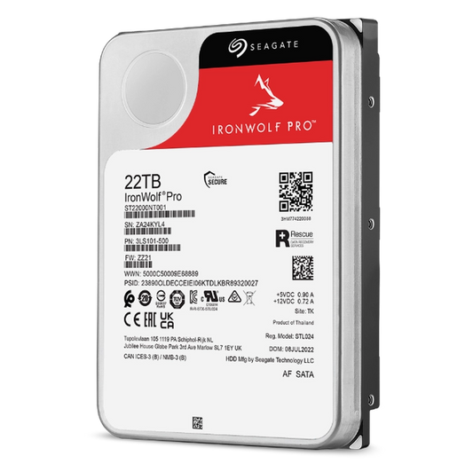 Seagate IronWolf Pro 22TB 3.5" 7200 RPM Enterprise NAS Internal Hard Disk Drive