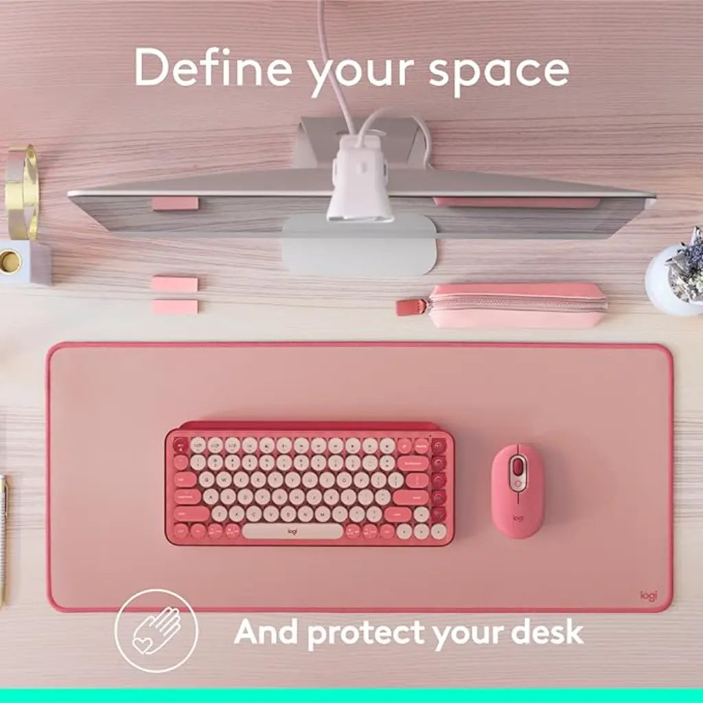 Logitech Desk Mat Studio Series Spill Resistant Anti Slip Soft Fabric Surface - Dark Rose