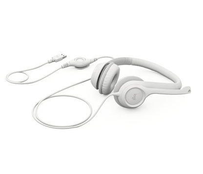 Logitech H390 USB Wired Headphone with Noise Cancelling Rotatable Mic- Off White