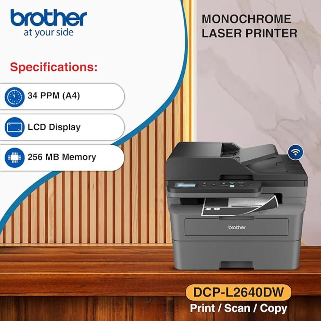 Brother DCP-L2640DW Monochrome Multi-Function ADF Wireless Duplex Laser Printer