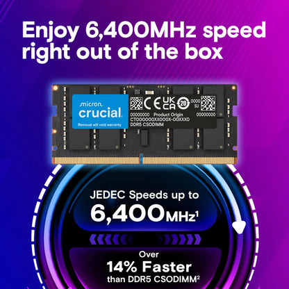 Crucial 32GB DDR5 RAM 6400MHz CL52 262-Pin CSODIMM Laptop Memory