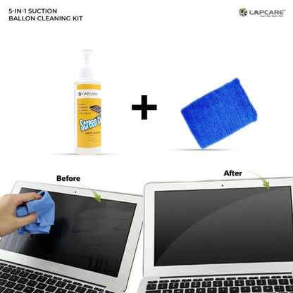 Lapcare 5-in-1 Cleaning Kit - Cloth Suction Pump Cleaning Liquid Brush & Blower for Laptop