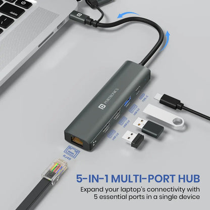 Portronics Mport Edge POR 2931 5 in 1 USB Hub with Type C