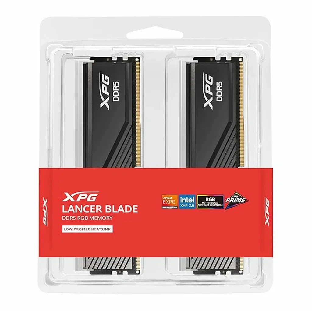XPG LANCER BLADE 32GB (2x16GB) DDR5 6000MHz CL36 RAM Kit | Black | Intel XMP 3.0 & AMD EXPO | Low Profile Non-RGB Desktop Memory