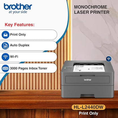 Brother HL-L2440DW Monochrome Auto Duplex Laser Printer with Dual Band Wi-Fi 30 PPM