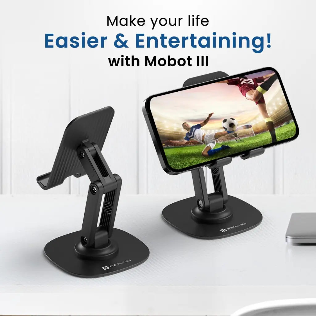 Portronics Mobot III POR 2046 Adjustable Mobile and Tablet Holder with 360 Degree Rotating Base