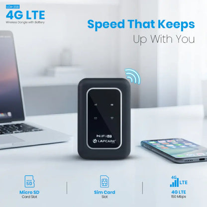  Lapcare 4G LTE WiFi Dongle LOIOMD9947 3000mAh Battery Dual Band Hotspot Up to 150Mbps-tpstech.in