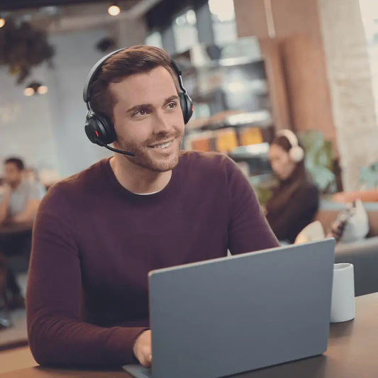 Jabra Evolve2 65 UC Stereo Wireless On‑Ear Headset with USB‑A Adapter - Black