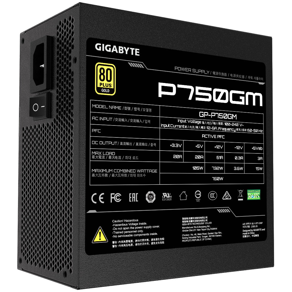 GIGABYTE P750GM 750W Full Modular 80 Plus Gold Power Supply