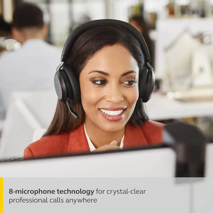 Jabra Evolve2 75 UC Wireless Noise‑Canceling Headset with USB‑C Adapter