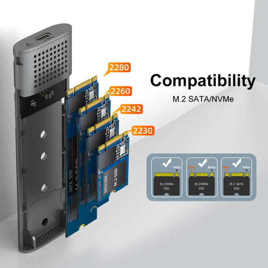 MAIWO K1691 USB-C 3.1 Gen2 Tool Free M.2 NVMe SATA SSD Enclosure