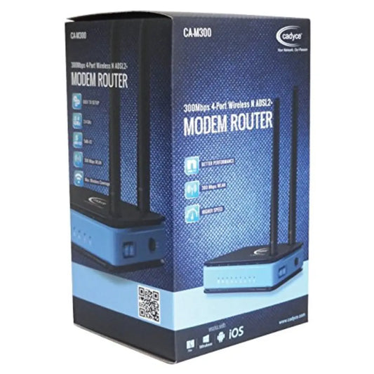 Cadyce CA-M300 Wireless N ADSL2+ Modem Router 300Mbps 4-Port LAN