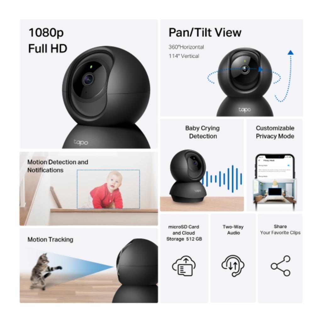 TP-Link Tapo C201 Pan Tilt Wi-Fi Security Camera 1080p Full HD Night Vision