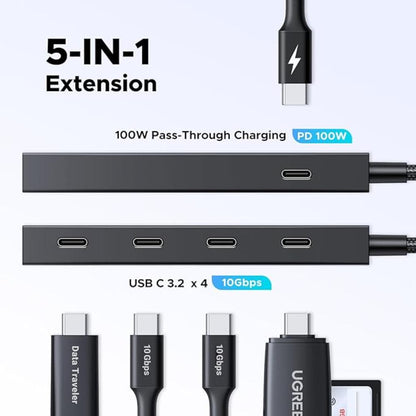 Ugreen 55334 CM806 5 in 1 Type C to 4 Type C 3.2 Gen2 PD Hub 100W 10Gbps