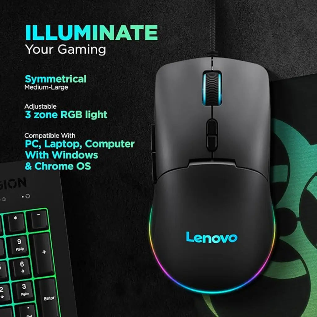 Lenovo M210 8000 DPI RGB Gaming Wired USB Mouse-tpstech.in