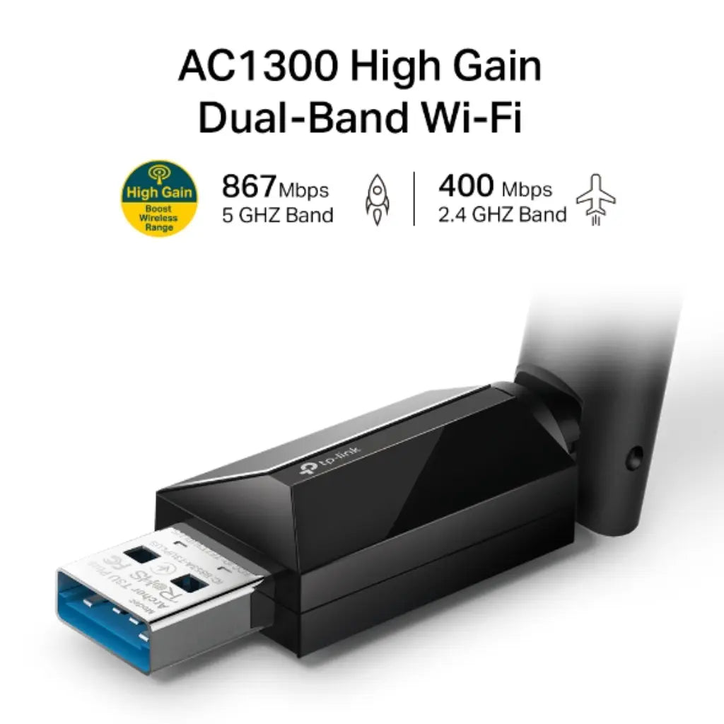 TP-Link Archer T3U Plus AC1300 High-Gain Dual Band USB Wi-Fi Adapter-tpstech.in