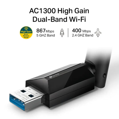 TP-Link Archer T3U Plus AC1300 High-Gain Dual Band USB Wi-Fi Adapter-tpstech.in