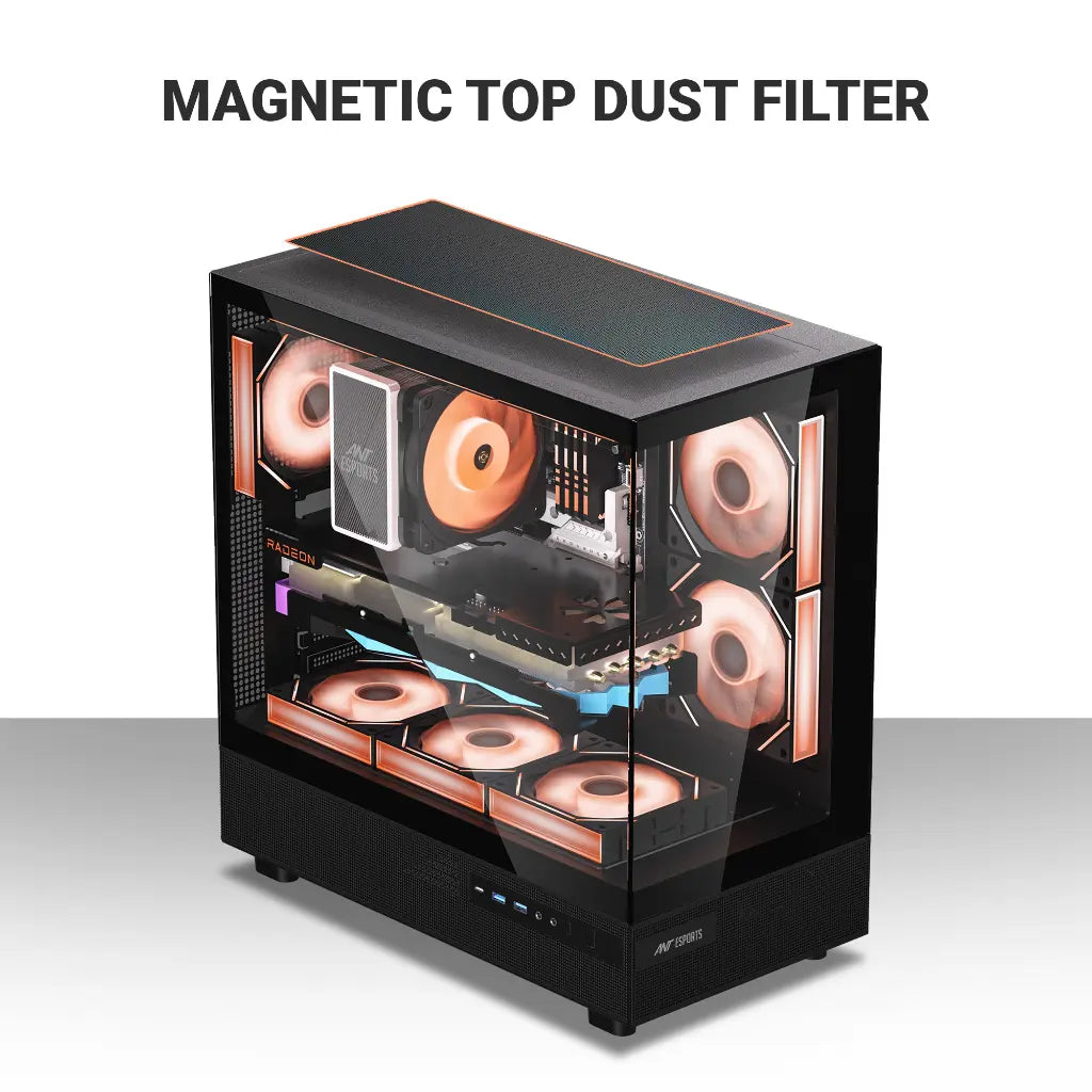 ANT Esports Crystal X6 ATX Mid Tower Gaming Cabinet Type C Black-tpstech.in