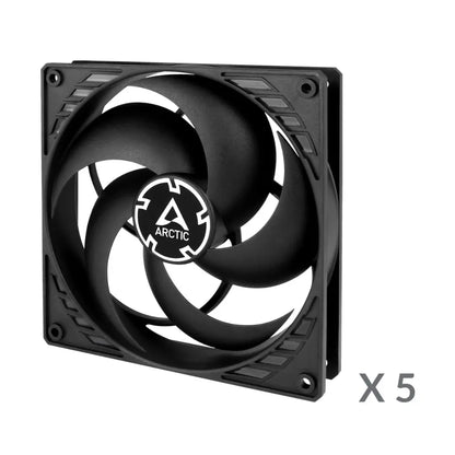 ARCTIC P14 140mm Pressure Optimized Case Fan 5 Pack 1700RPM 3 Pin Black-tpstech.in