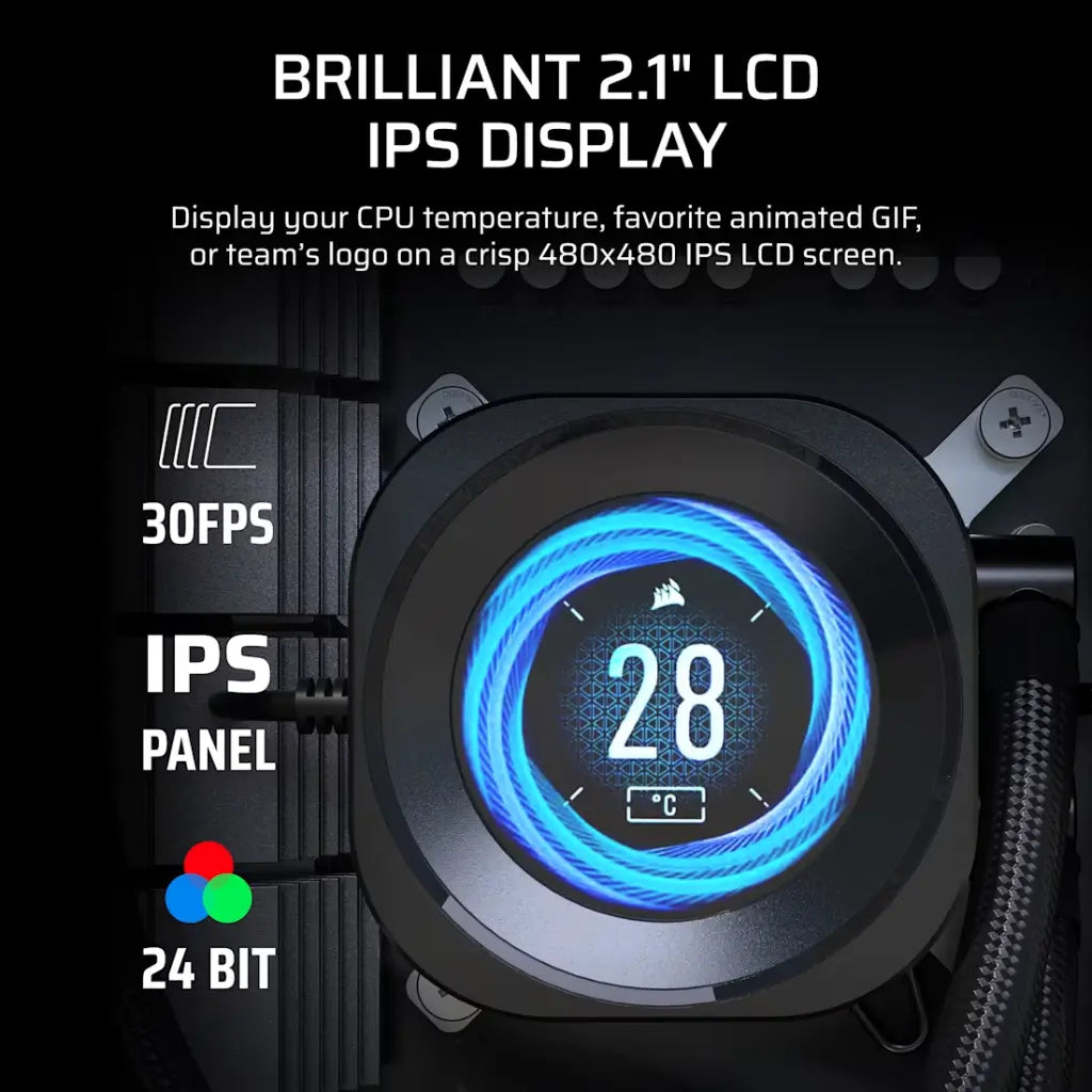 Corsair Nautilus 360 RS LCD 360mm AIO Liquid CPU Cooler with 2.1 Inch IPS LCD Display-tpstech.in
