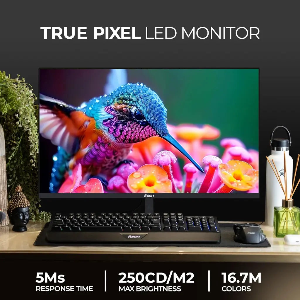 Foxin Elite Series 24" 100Hz Full HD Flat LED Monitor Frameless Design-tpstech.in