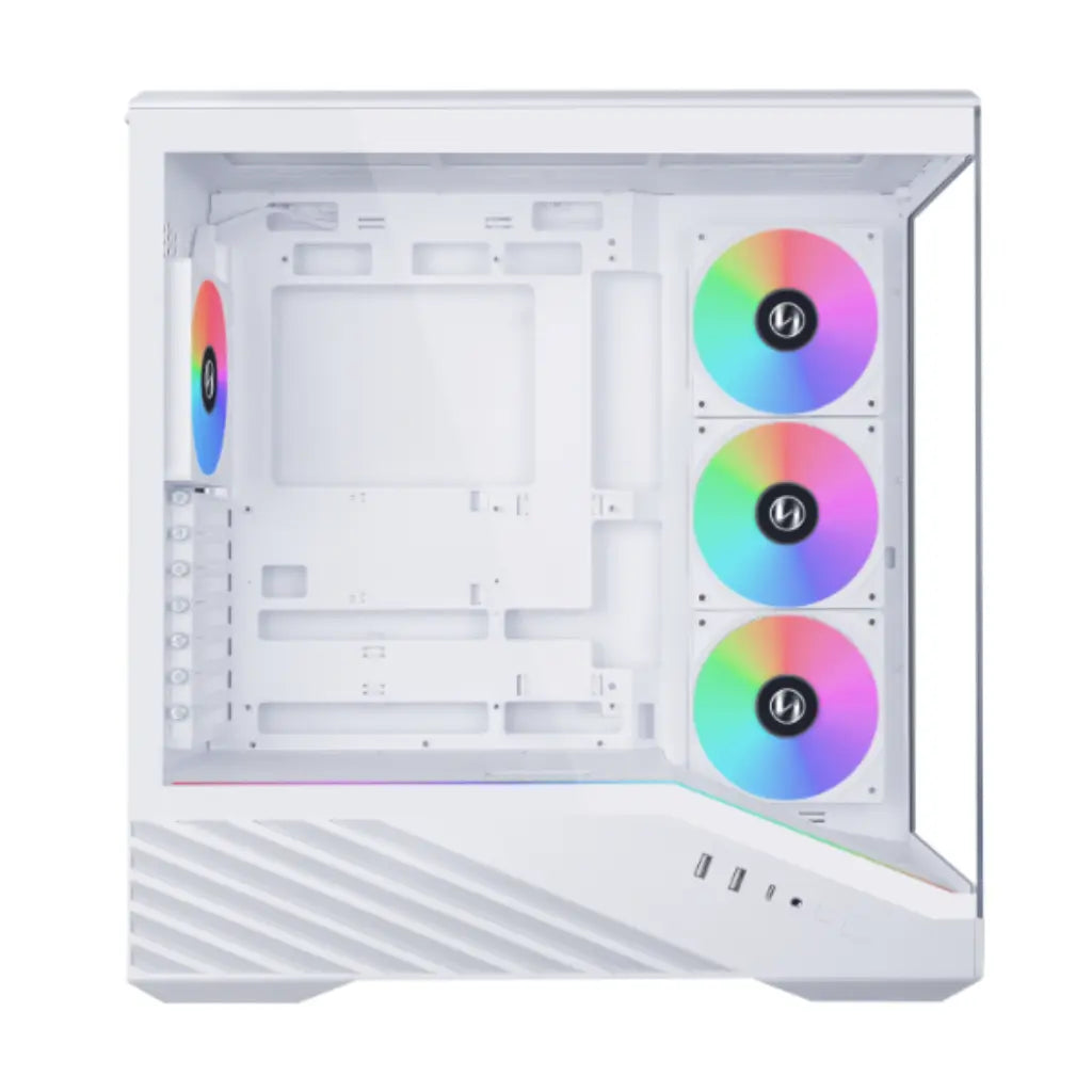 Lian Li Vector V100W Mid Tower Dual Tempered Glass PC Case with Back‑Connect Support - White-tpstech.in