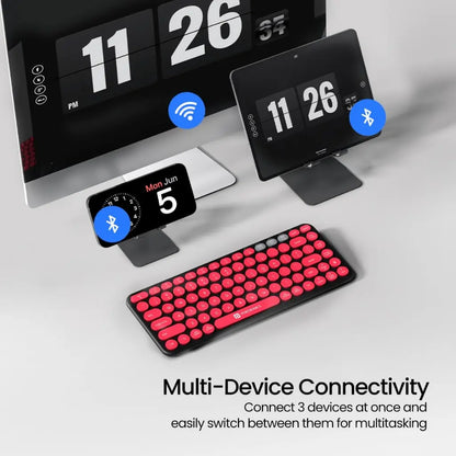 Portronics Bubble 2.0 POR 347 Wireless Keyboard Bluetooth 5.3 and 2.4GHz Dual Mode-tpstech.in