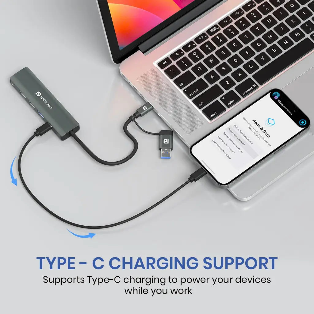 Portronics Mport Edge POR 2931 5 in 1 USB Hub with Type C-tpstech.in