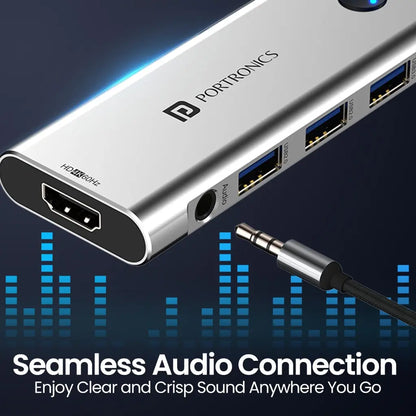 Portronics Mport One POR 2349 9 in 1 USB C Hub with 4K 60Hz HDMI-tpstech.in