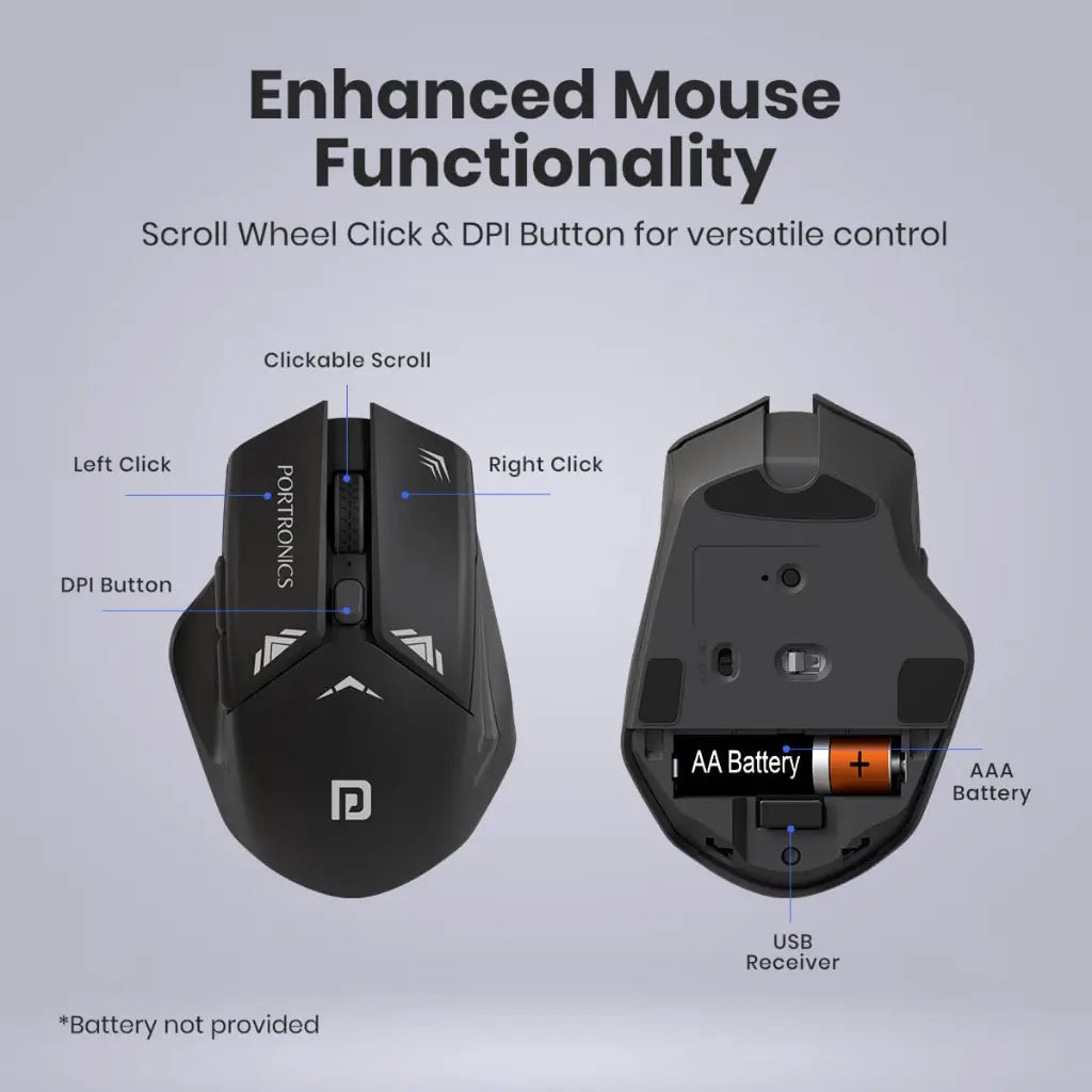 Portronics POR 2746 Key9 Combo Wireless Keyboard and Mouse Set - Grey-tpstech.in
