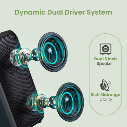 Portronics Rumble POR 2345 25W Bluetooth 5.3 Party Speaker with Wired Mic 5 Hour Playtime-tpstech.in