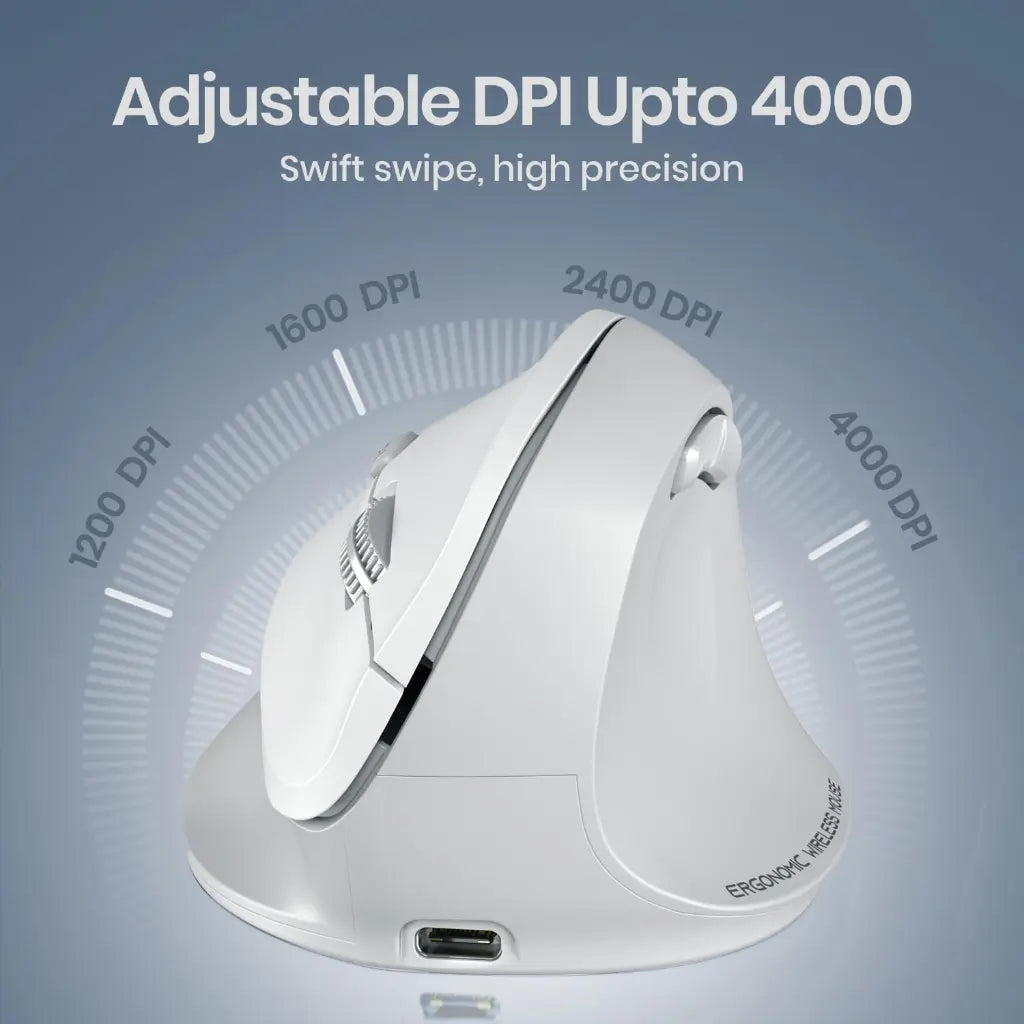 Portronics Toad Ergo 4 POR 3211 Vertical Wireless Mouse Bluetooth 4000 DPI-tpstech.in