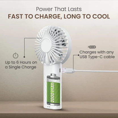 Portronics Toofan Mini 2 POR 3182 Handheld Personal Fan with 2000mAh Rechargeable Battery-tpstech.in