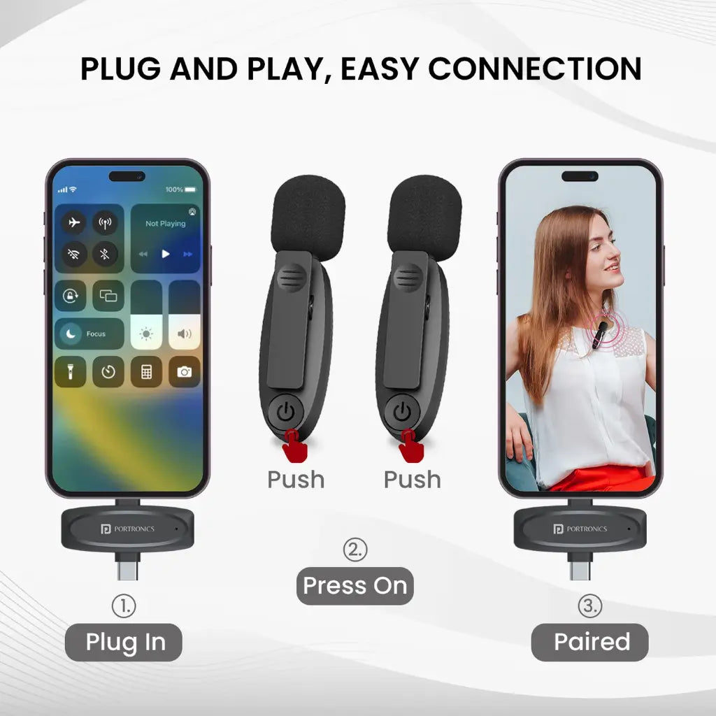 Portronics Vlogmate POR 2320 Dual Wireless Microphone with Type C-tpstech.in