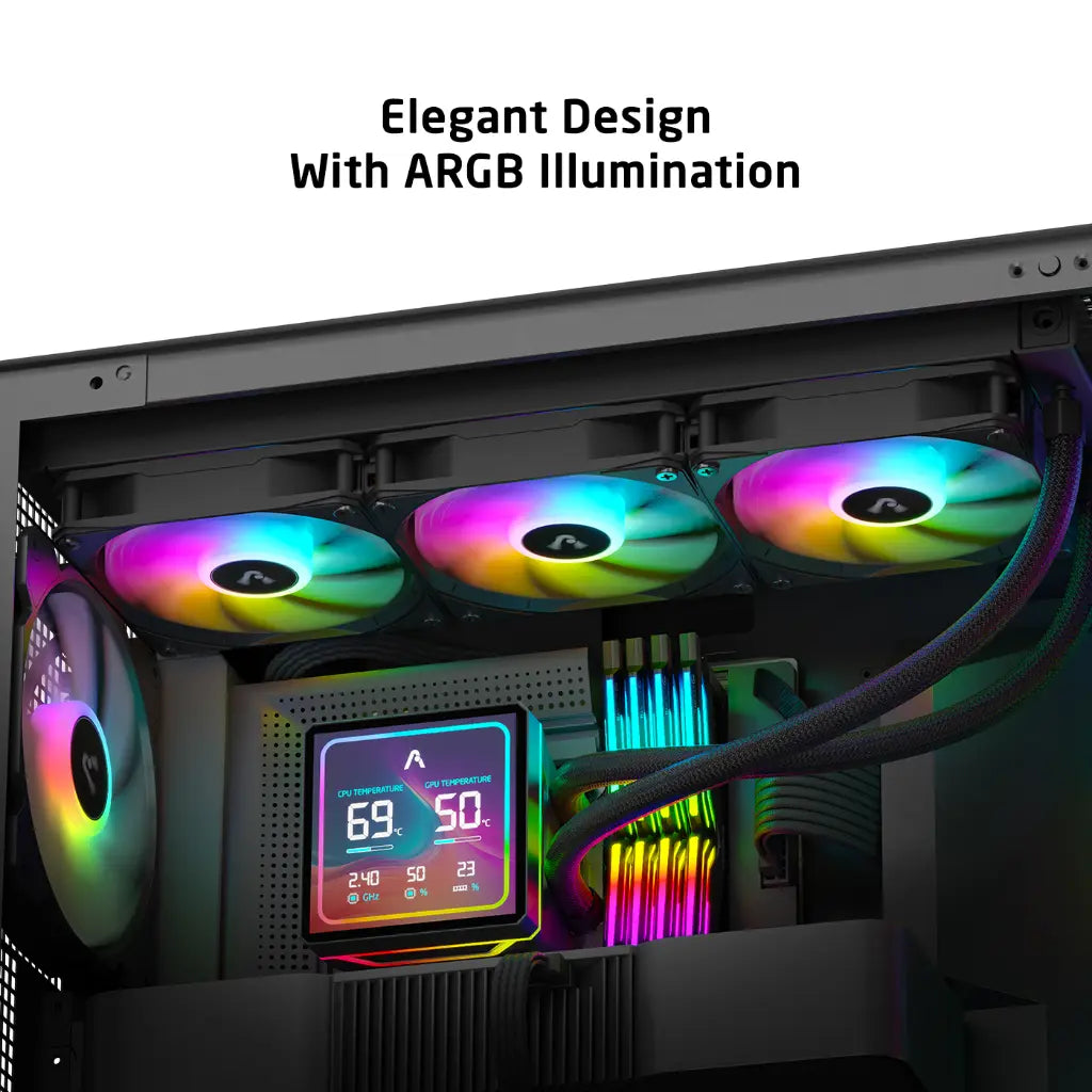 Prolab AI360 LCD 360mm AIO Liquid Cooler with 4″ IPS Display-tpstech.in