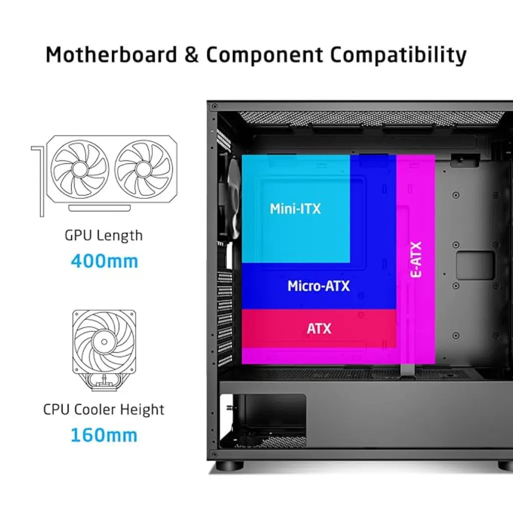 Prolab Design AI628 Mid Tower Gaming Computer Case EATX Support with USB Type C-tpstech.in