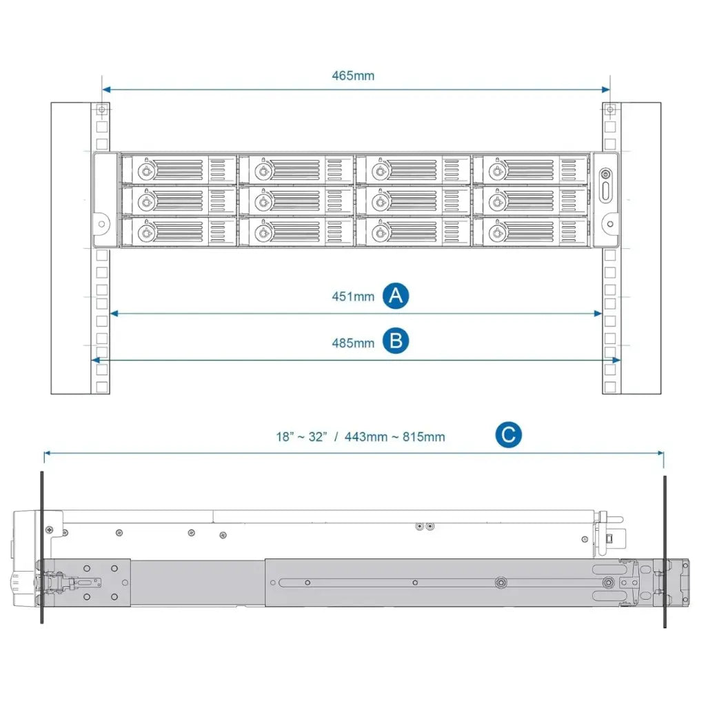 QNAP RAIL B02 Standard Depth Rackmount Rail Kit for 1U and 2U NAS-tpstech.in