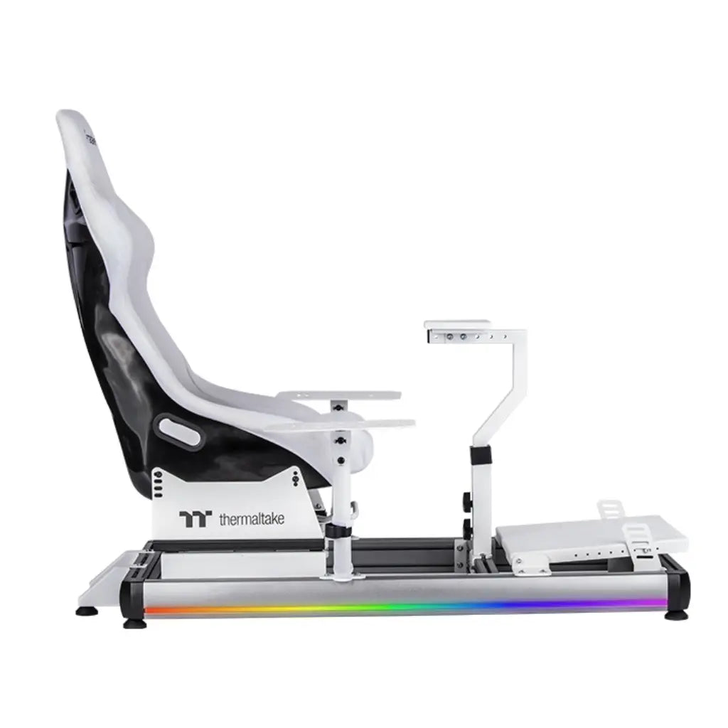 Thermaltake GF500 Flight Simulator Cockpit Snow Aluminum Frame RGB Gaming Seat-tpstech.in