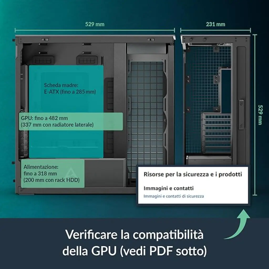 ARCTIC Xtender VG E-ATX Mid Tower Computer Case with Vertical GPU Mount - Mirror Black-tpstech.in