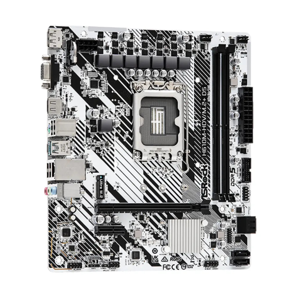 ASRock H610M-HDV/M.2+ D5 Intel H610 LGA1700 DDR5 Micro ATX Motherboard-tpstech.in